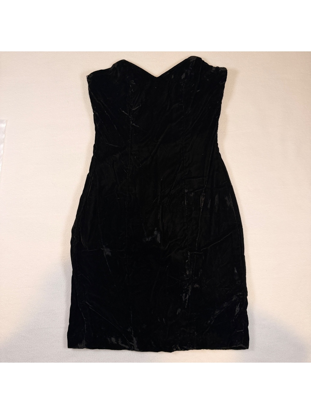 Vintage Black Velvet Strapless Sweetheart Mini Dress Sz 9